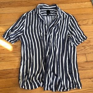 H&M Navy striped button up shirt